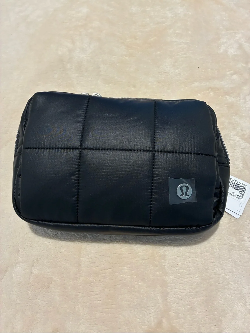 lululemon athletica Black Quilted belt bag with hand warmer